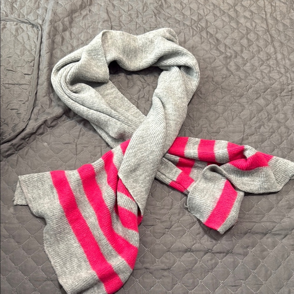 Gray and Pink Striped Scarf